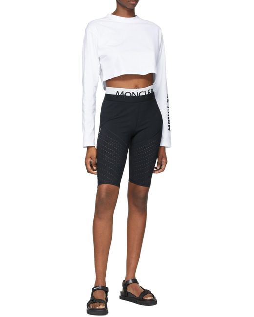 Moncler Black Logo Waistband Perforated Cycling Shorts