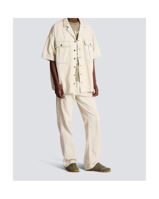 Balmain White Faded Denim Overshirt for men