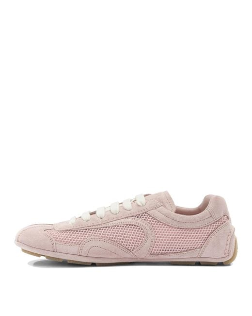 Prada Pink Logo Detailed Low-Top Sneakers