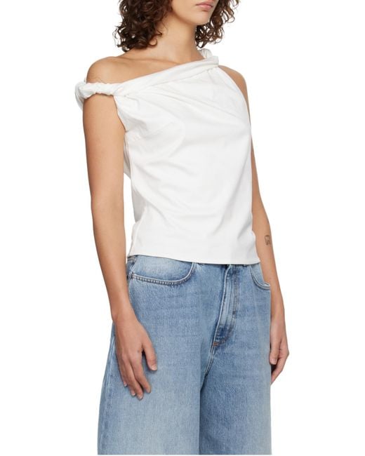 Rohe White Draped Strapless Top