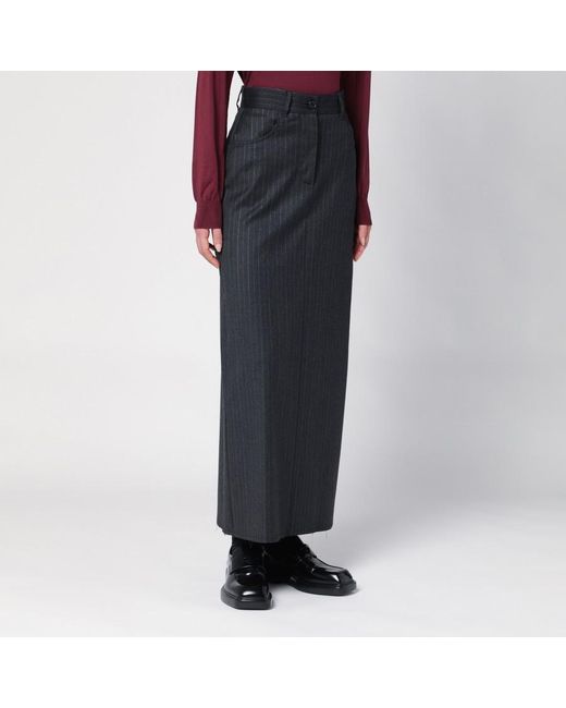 Department 5 Black Pinstripe Maxi Skirt