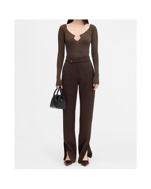 Jacquemus Brown Logo Plaque Long Sleeved Top