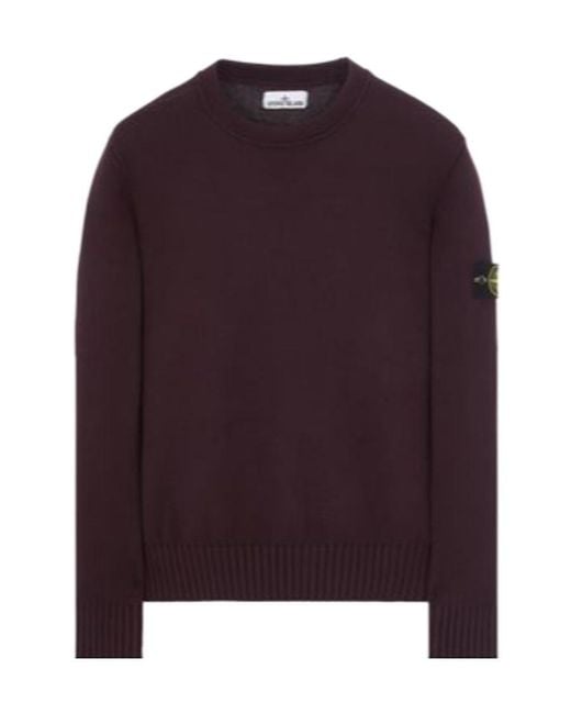 Stone Island Purple Compass-Patch Waffle-Knit Jumper for men
