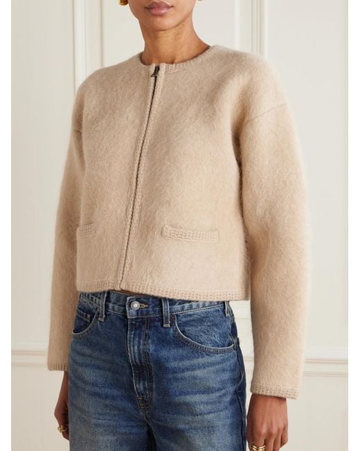 FRAME Natural Brushed Crew Neck Cardigan
