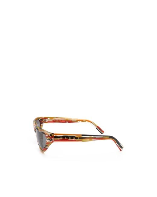 Marni White Geometric Frame Sunglasses for men