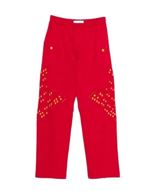 Kiko Kostadinov Red X Fox Lab Perforated Fleece Jogger for men