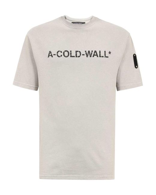 A_COLD_WALL* White Overdye Logo-Print T-Shirt for men