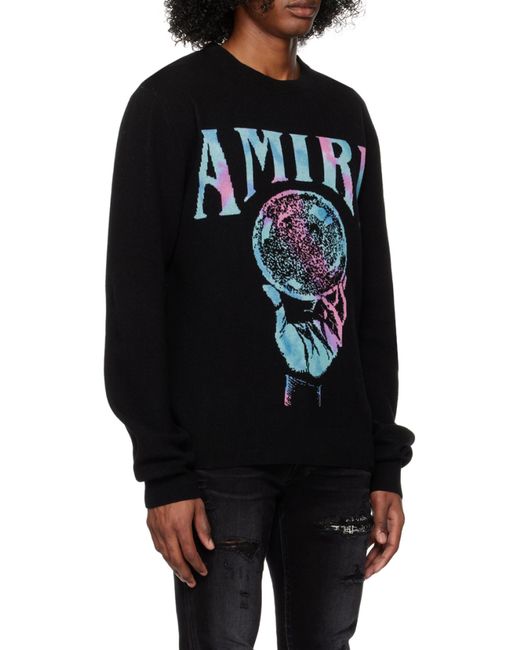 Amiri Black Logo-Print Crew Neck Jumper for men