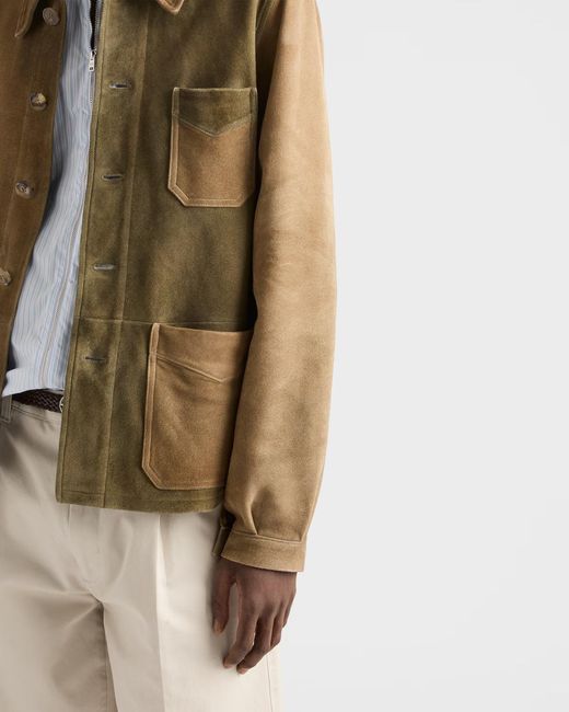 Prada Green Suede Blouson Jacket for men