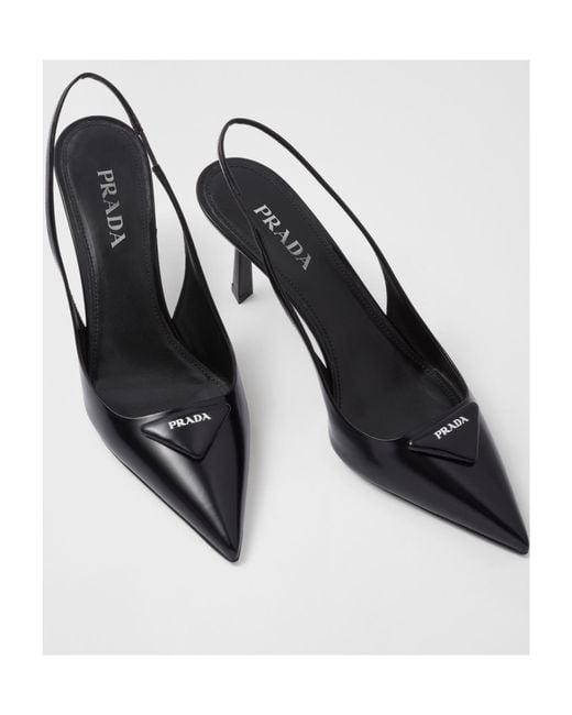 Prada Black Pointed-Toe Slingback Pumps