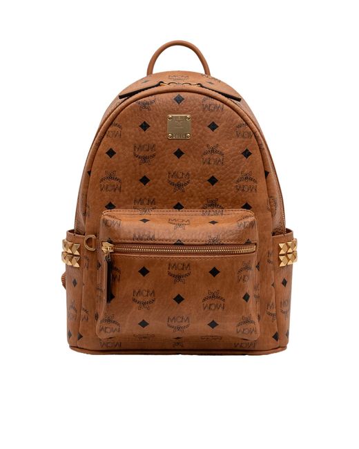 MCM Brown Stark Studded Mini Backpack for men