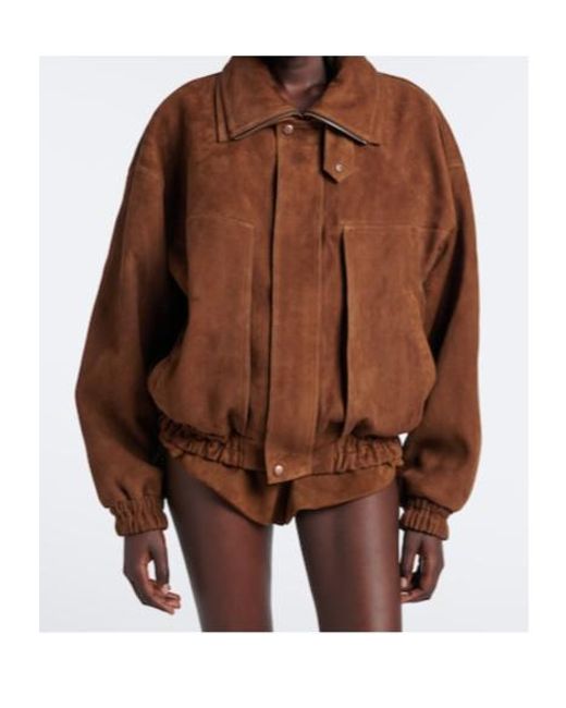 Magda Butrym Brown Suede Bomber Jacket