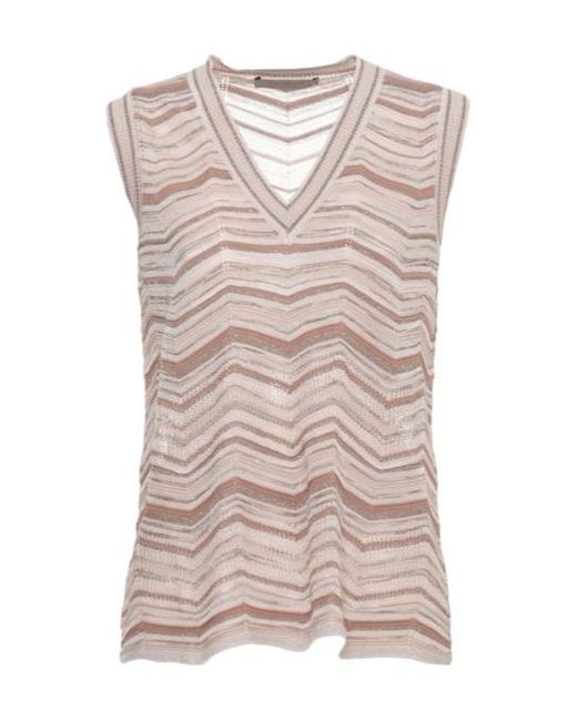 D.exterior Multicolor Lurex Chevron Knitted Top