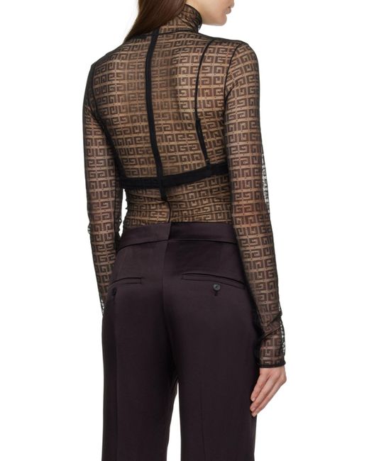 Givenchy Gray 4G Motif Long-Sleeved Bodysuit
