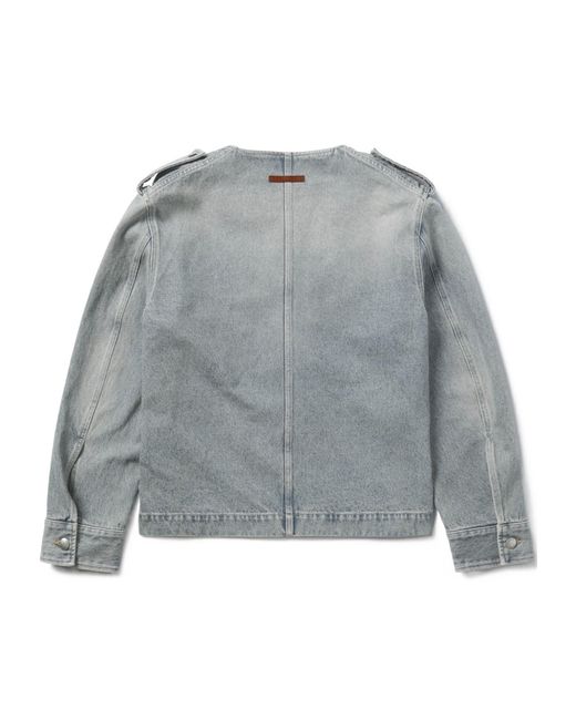 1989 STUDIO Gray Panelled Denim Jacket for men