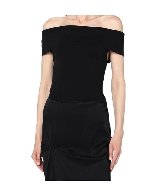 Anine Bing Black Off-Shoulder Top