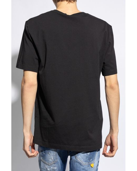 DSquared² Black Logo Patch Crewneck T-Shirt for men