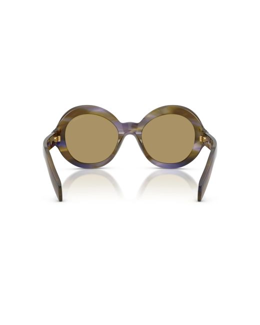 Prada Metallic Eyewear Oversized Round Frame Sunglasses