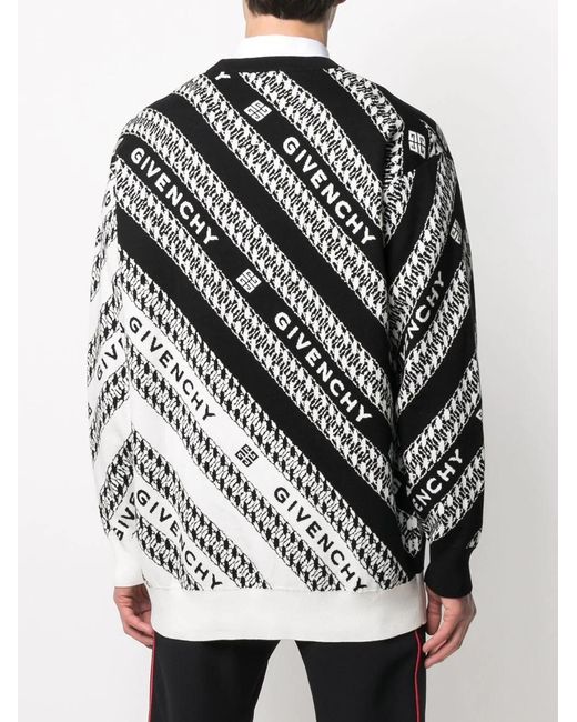 Givenchy White Chain Logo-Print Knitted Jumper for men