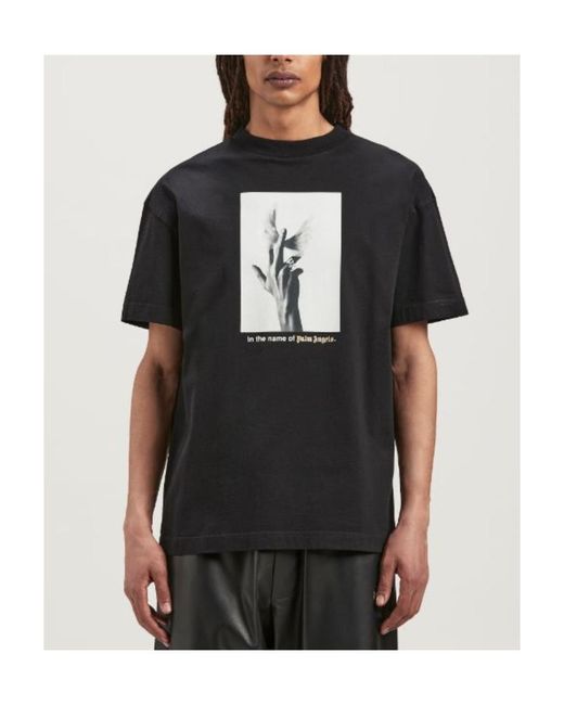 Palm Angels Black Wings Graphic-Print Cotton T-Shirt for men