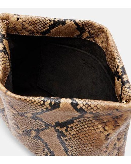 Nili Lotan Brown Jerry Small Snake-Print Leather Clutch