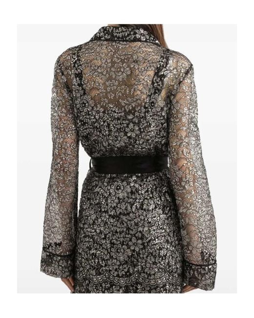 Dolce & Gabbana Gray Lace Floral Shirt