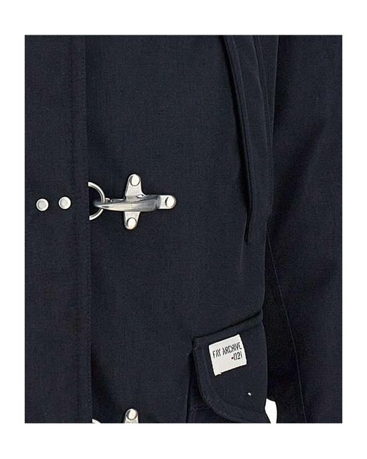Fay Blue Long-Sleeved Duffle Coat for men