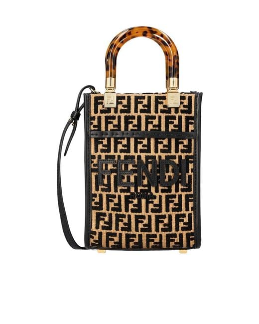Fendi Black Mini Sunshine Shopper Bag