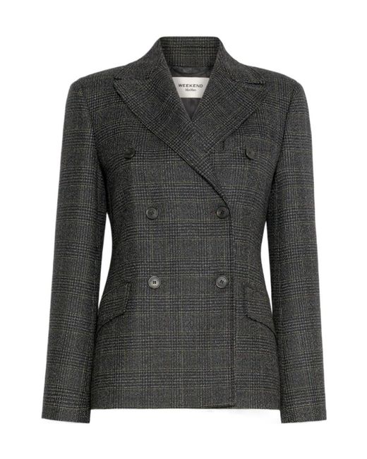 Weekend by Maxmara Black Prince Of Wales Check Wool Blazer