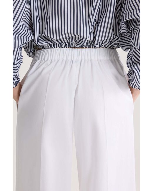 Patou White Elastic-Waist Wide-Leg Pants