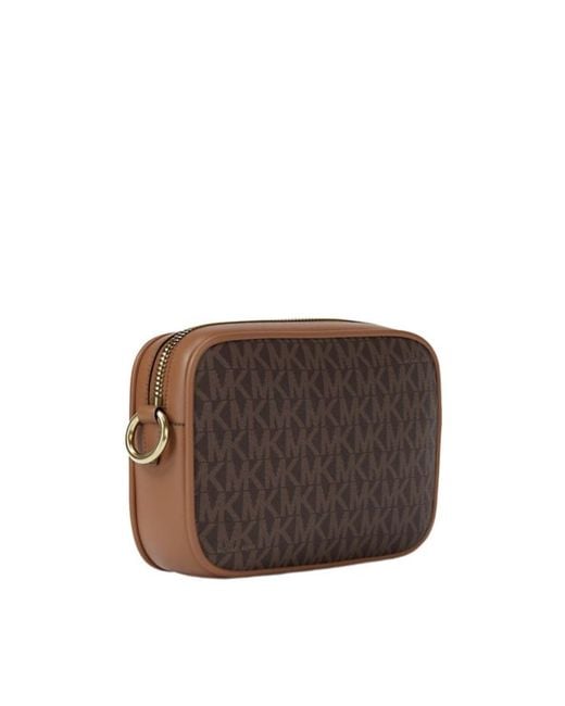 Michael Kors Brown Jet Set Small Signature Logo Camera Crossbody Bag