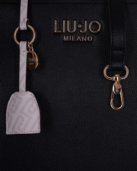 Liu Jo Black Logo Detailed Medium Tote Bag