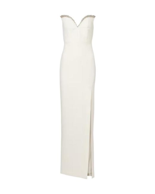 Roland Mouret White Embellished Strapless Crêpe Gown