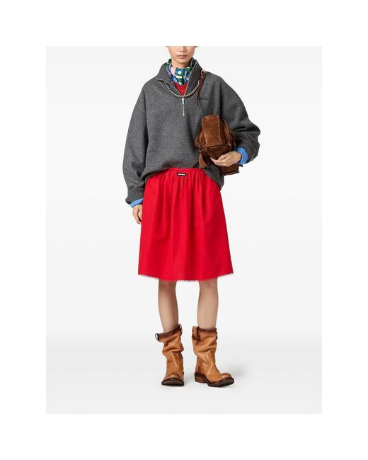 Miu Miu Gray Half-Zipped Jumper