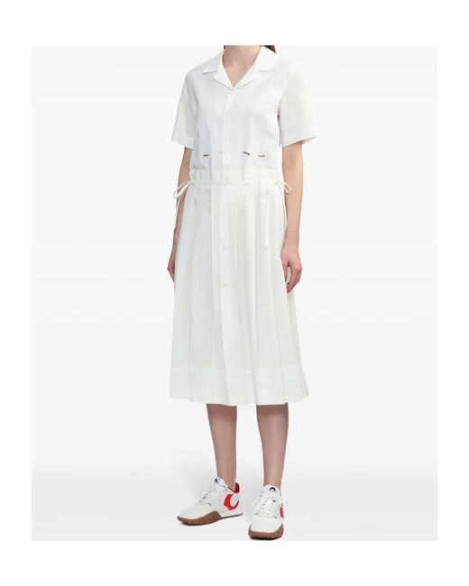 MARINE SERRE White Embroidered Cotton Midi Dress