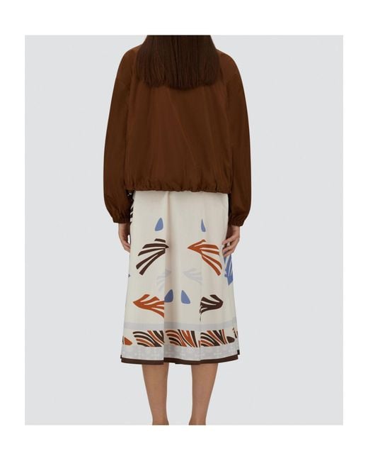 Herno White Summer Printed Midi Skirt