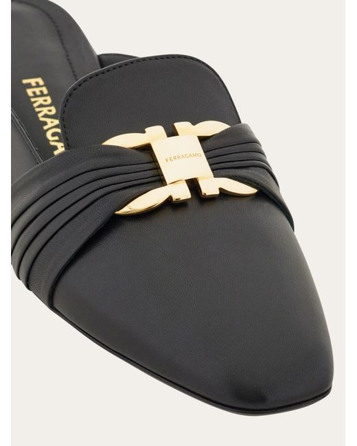 Ferragamo Black Gancini Ornament Mule