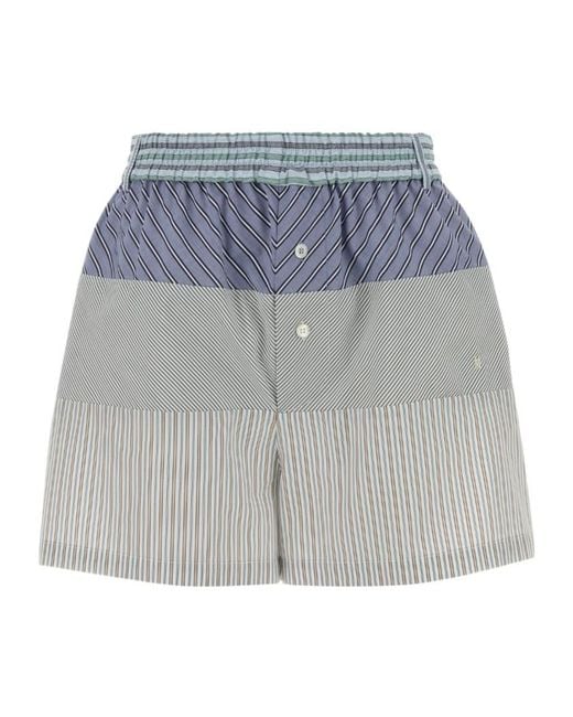 Moschino Gray Striped Embroidered Shorts