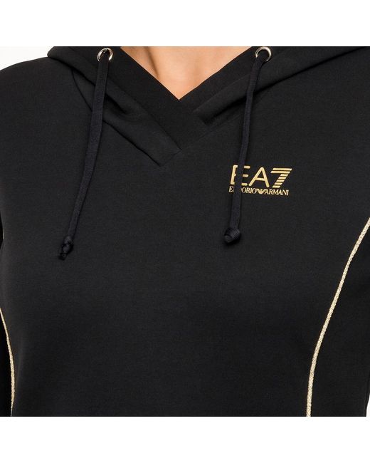 EA7 Black Logo Printed Hooded Sweater