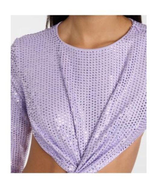 Area Purple Crystal-Embellished Cutout Jersey Gown