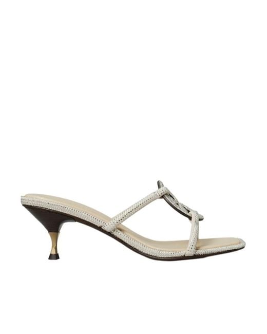 Tory Burch White Miller Embellished Sandals