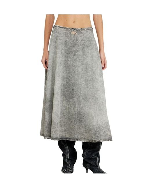 DIESEL Gray De-Annie-S2 Denim Full Skirt