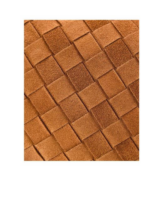 Bottega Veneta Brown Suede Woven Crossbody Bag