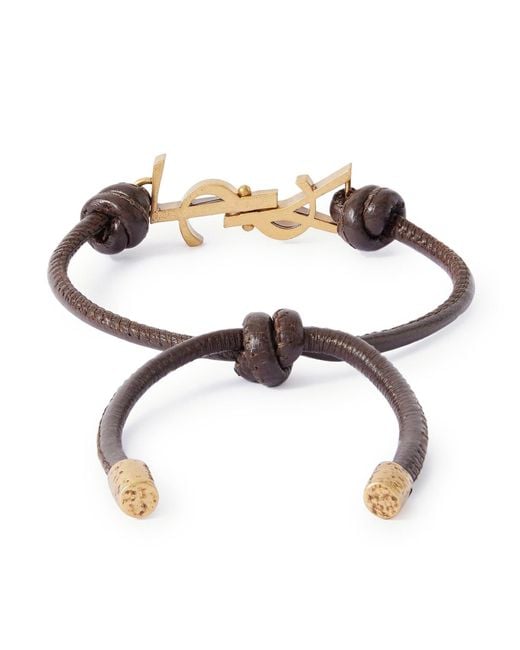 Saint Laurent White Cassandre Cord Bracelet for men