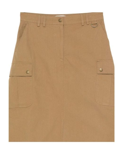 Barbour Natural Gwen Cargo Front-Slit Skirt