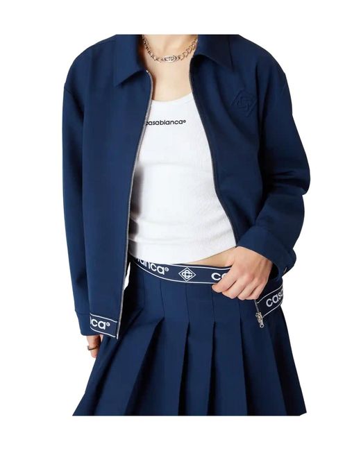 Casablanca Blue Logo Trim Zip Jacket