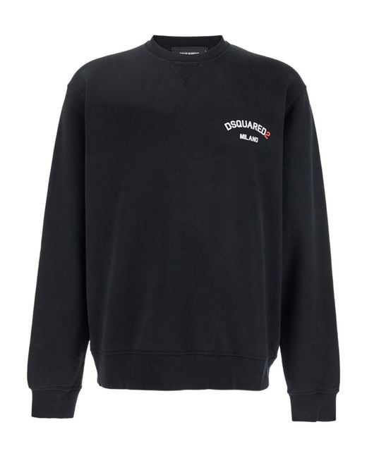 DSquared² Blue Logo-Printed Crewneck Sweatshirt for men