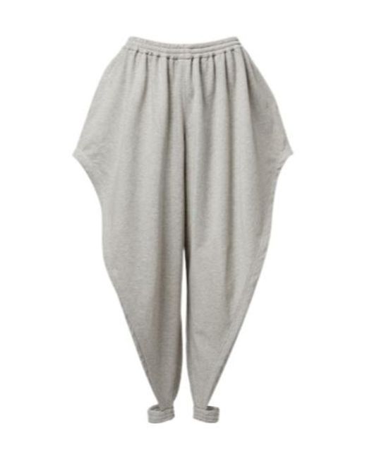 Alaïa Gray Ruffled Cotton-Blend Fleece Tapered Pants