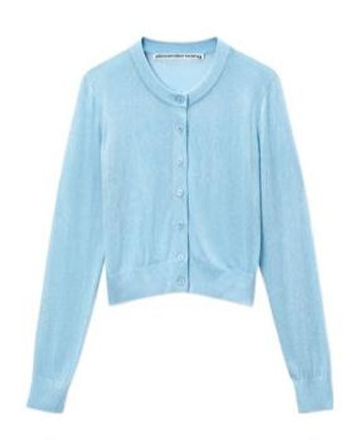 Alexander Wang Blue Crystal Heat-Set Trim Cardigan
