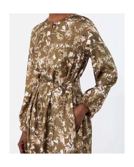 Max Mara Natural Printed Silk Twill Dress